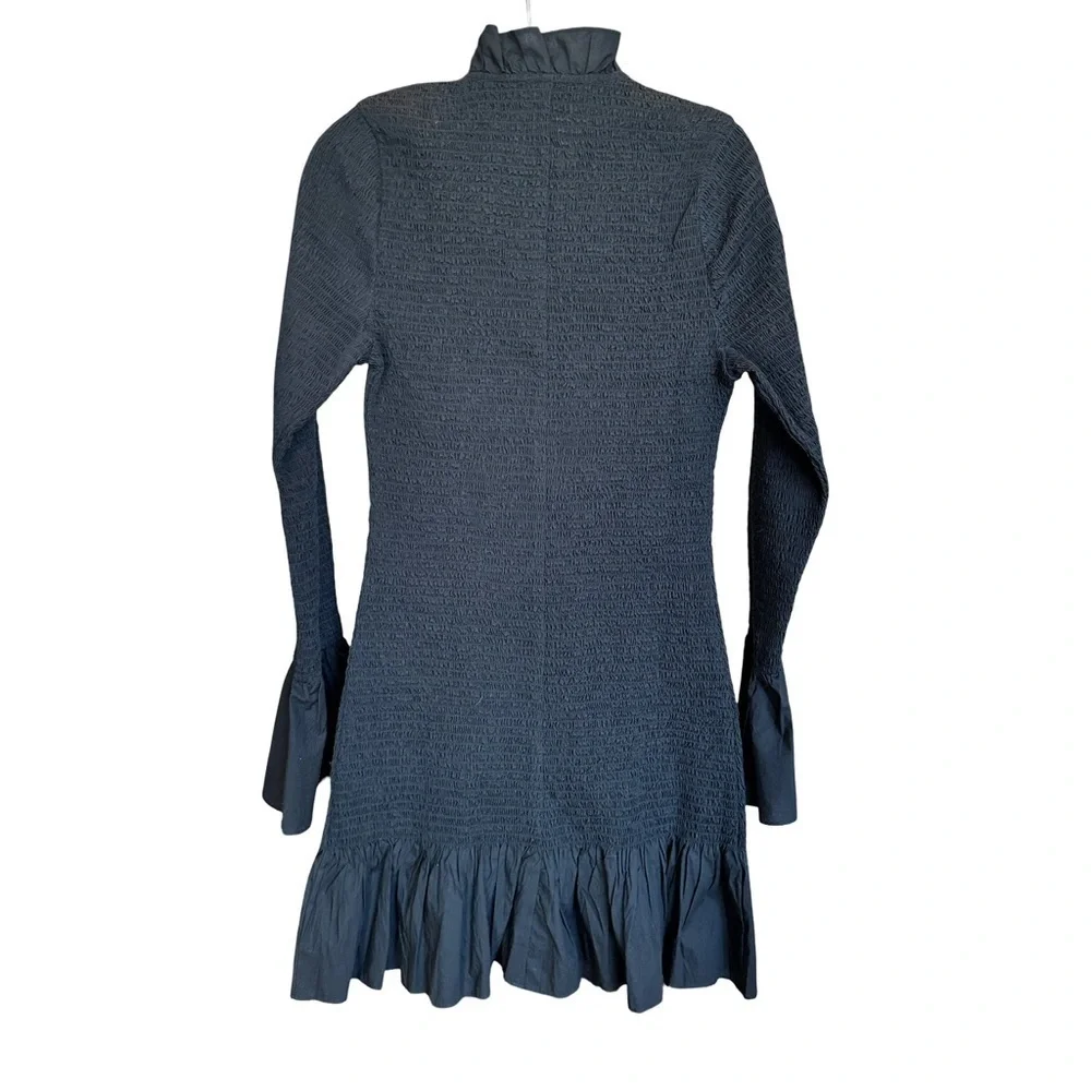 J. Crew NWT Organic Cotton Smocked Mini Dress Black Size S